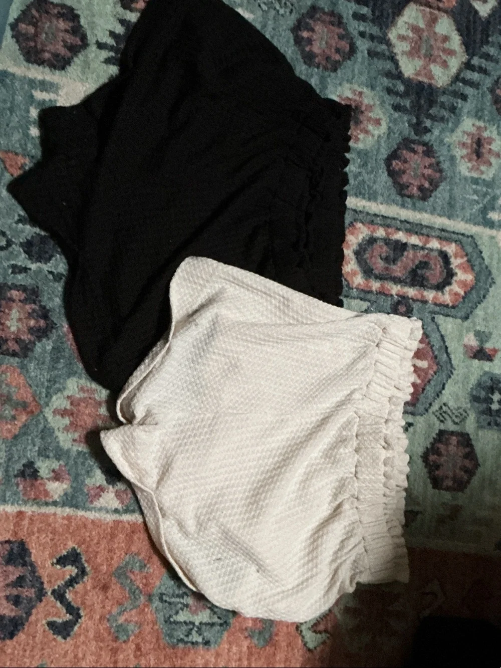 Casual Elastic Waist Shorts Duo - Black & Cream